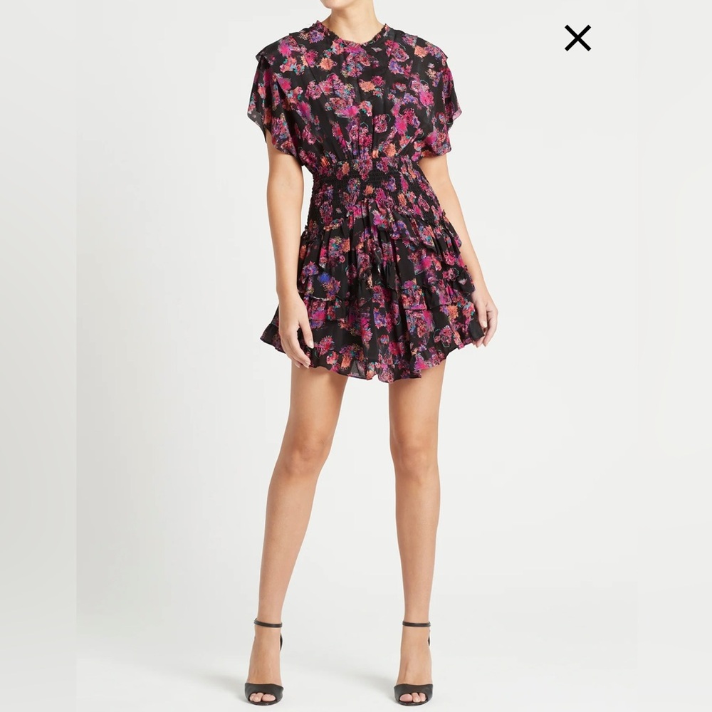 IRO LAKIE Dress w/ gathered ruched waistband. 100% Silk. Size 40